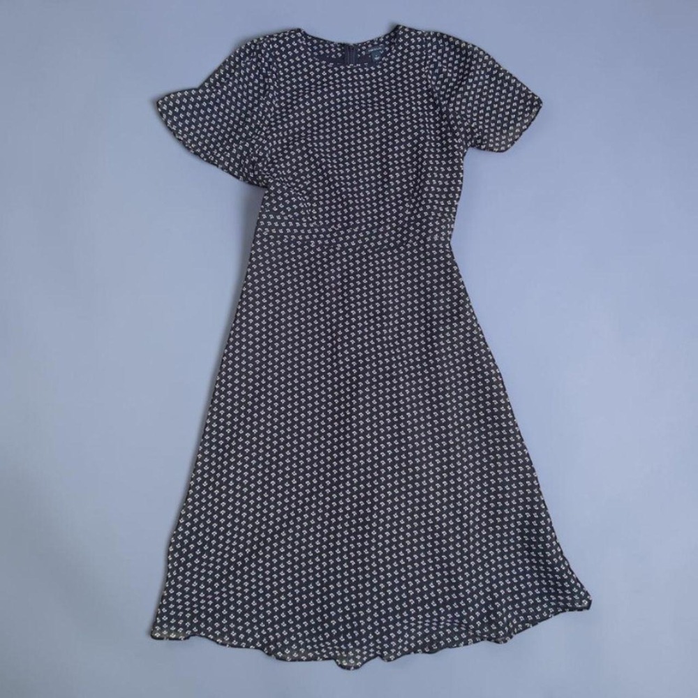 Ann Taylor Micro Floral Ditsy Flutter Sleeve Midi Dress Size 4